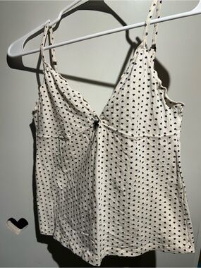 Pacsun John Galt White & Black Heart Tiffany Tank Top